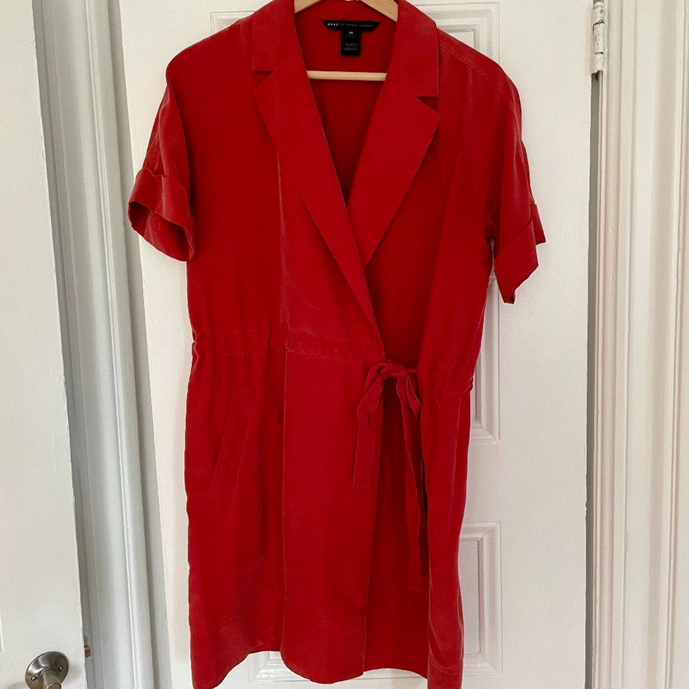 Marc by Marc Jacobs - rust red brushed silk wrap tie waist dress Size XS